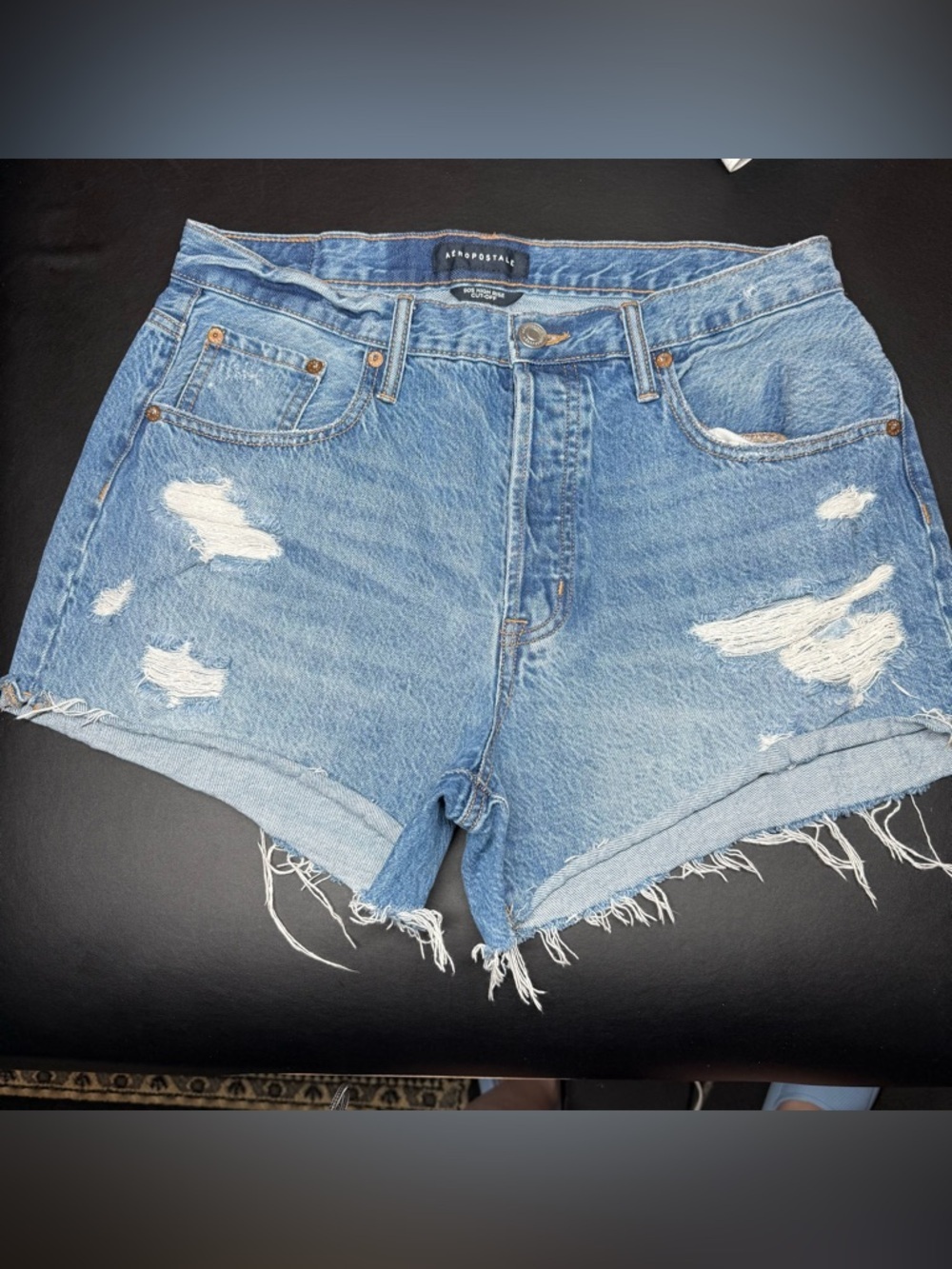 Aeropostale Light Blue Distressed Denim Cutoff Shorts